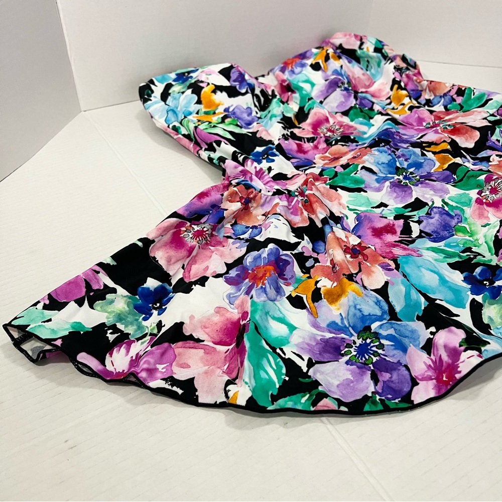 NWT Maxine of Hollywood One-Piece Swim Dress Skirt Floral Tummy Control 16W - Picture 4 of 14